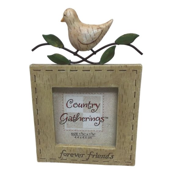 Country Gatherings "Forever Friends" BIrd on Photo Frame 1.75" Square Photo - Picture 1 of 6